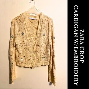 Zara Embroidered Cardigan Sweater